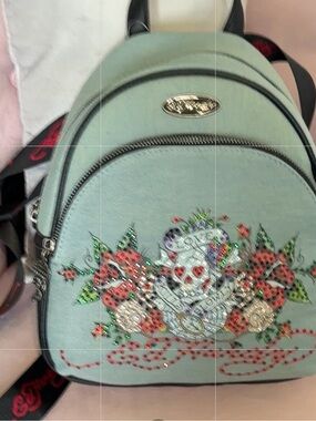 Ed Hardy Mint Green Embellished Mini Backpack